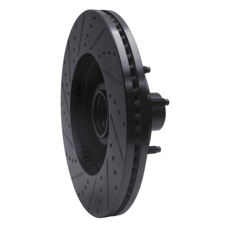 Ford E-150 Brake Rotor (1) - Front Right - R1 Concepts - Drilled & Slotted - Black - `04-`06